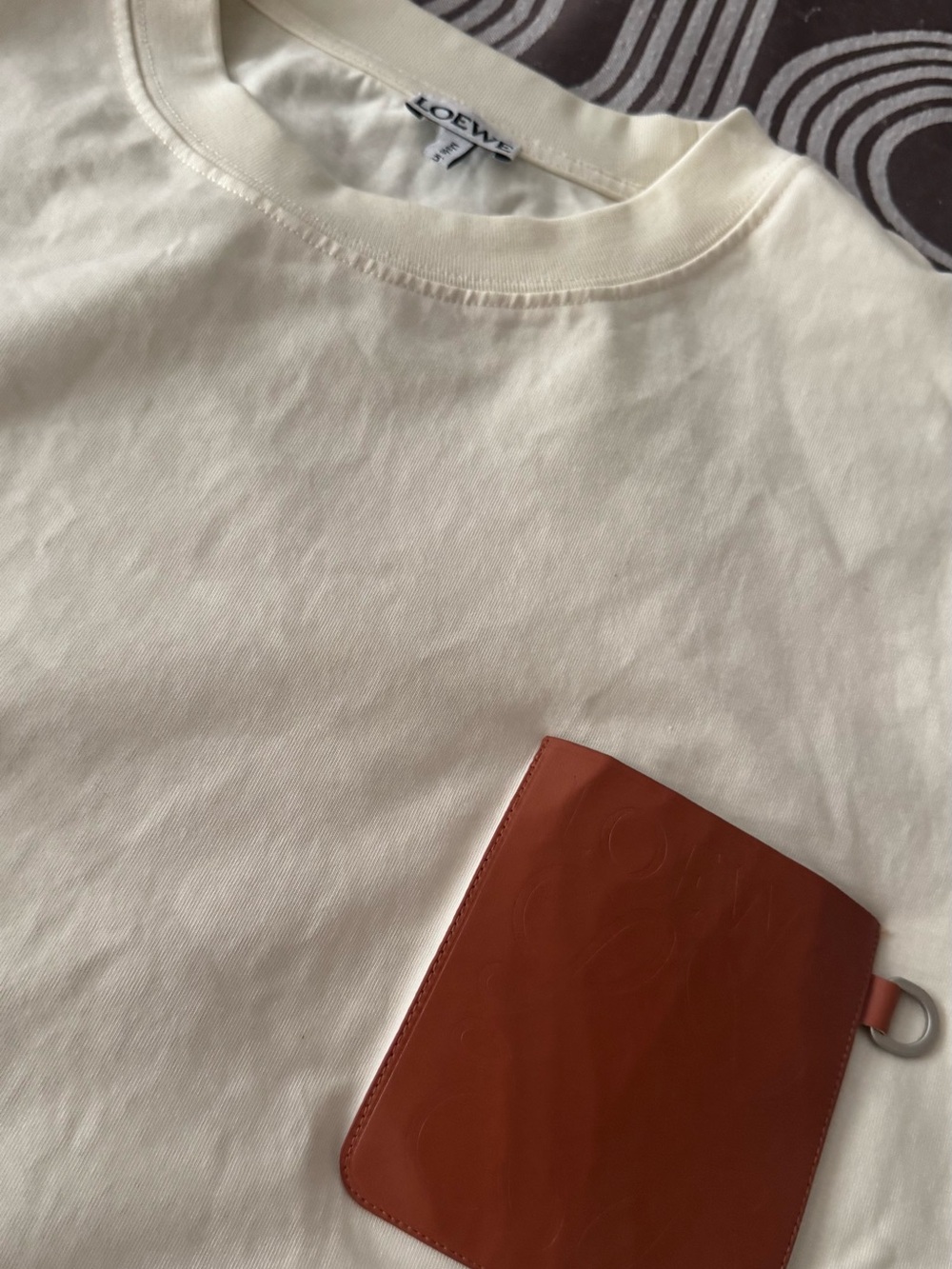 Loewe Cream T-Shirt with Brown Patch Pocket - Picture 4 of 9